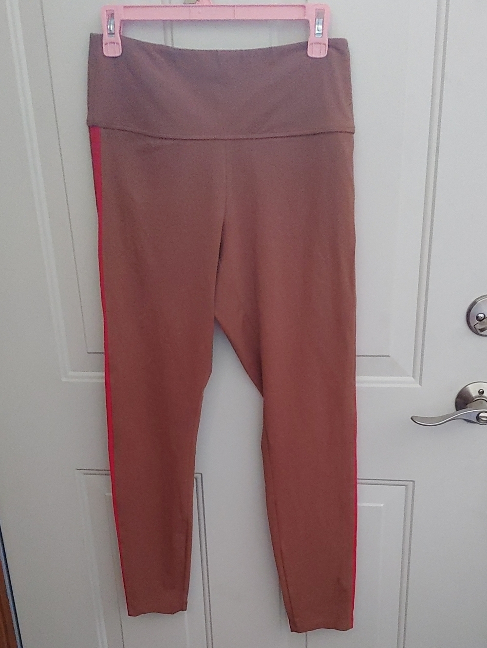 PINK Victoria's Secret Brown Leggings with Pink Side Stripe